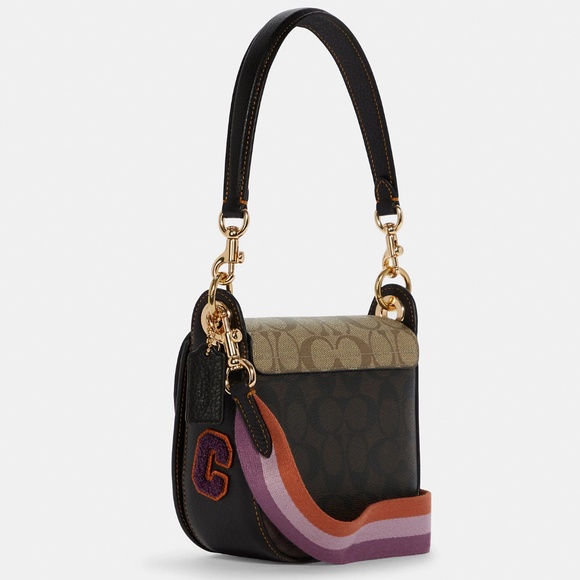 Coach Kleo Shoulder Bag 17 In Colorblock Signature Canvas With Disco Patches - Picture 2 of 8